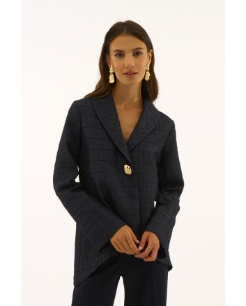 Joseph Ribkoff Midnight Blue Textured Trapeze Jacket Style 251783