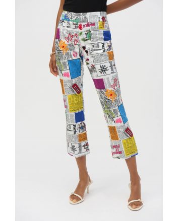 Joseph Ribkoff Millennium Multi  Word Print Flared Pants Style 252047.