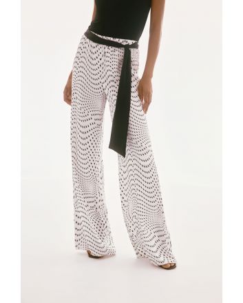 Joseph Ribkoff Vanilla/Multi Signature Print Belted Wide Leg Pants Style 251747