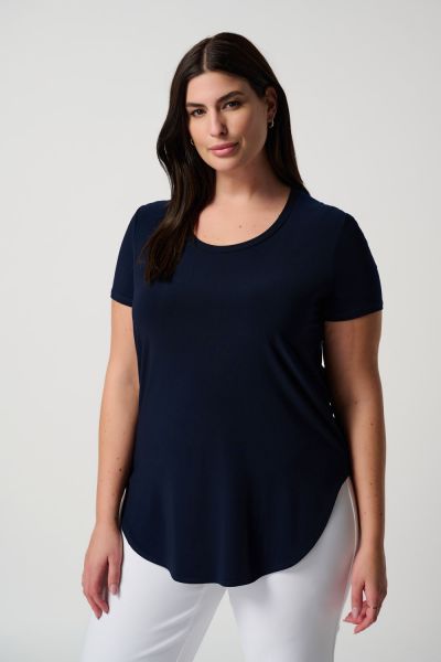 Joseph Ribkoff Midnight Blue Short Sleeve Fitted T-Shirt Style 183220