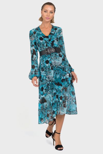 Joseph Ribkoff Black/Aqua Two Piece Dress Style 192608