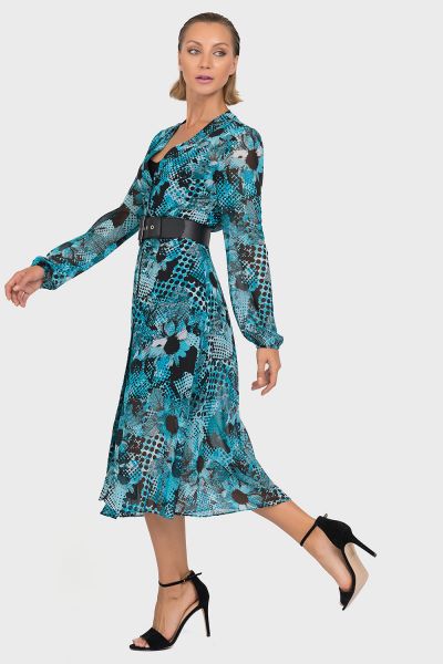 Joseph Ribkoff Black/Aqua Two Piece Dress Style 192608