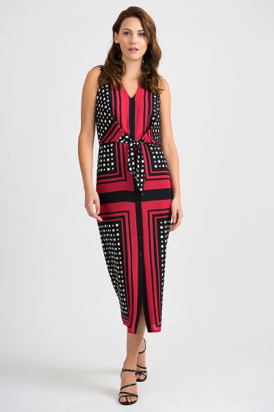 Joseph Ribkoff Black/Vanilla/Lipstick Red Dress Style 201462