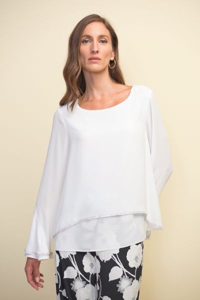 Joseph Ribkoff Off-White Layered Blouse Style 211043