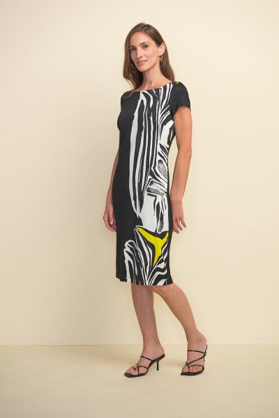 Joseph Ribkoff Black/Multi Animal Print Short Sleeve Dress Style 211344