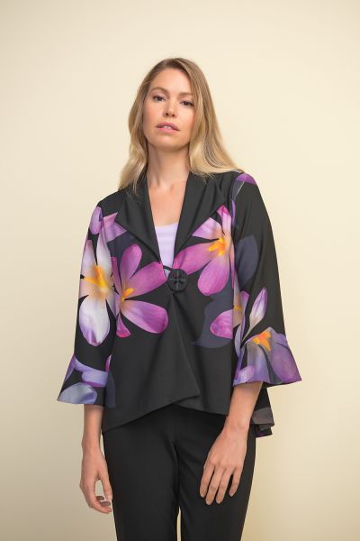 Joseph Ribkoff Black/Purple/Multi Floral Jacket Style 211395