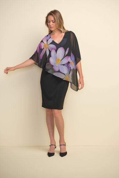 Joseph Ribkoff Black/Purple Multi Dress Style 211408