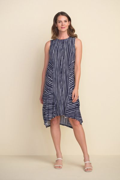 Joseph Ribkoff Midnight Blue/Vanilla Striped Dress Style 212152