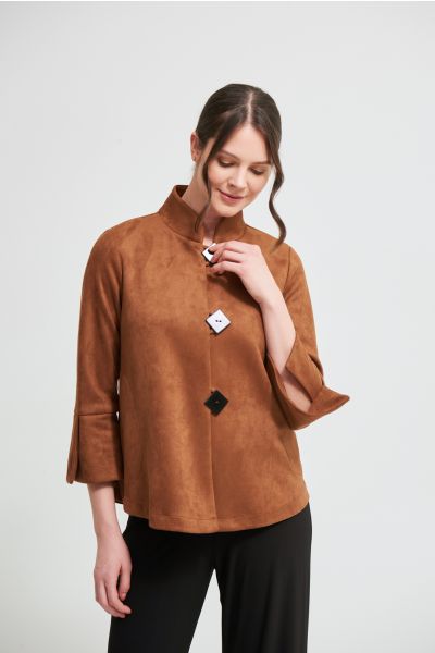 Joseph Ribkoff Brown Faux Suede Jacket Style 213093