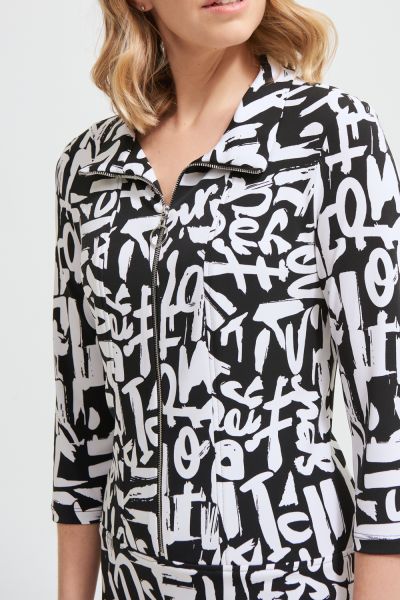 Joseph Ribkoff Black/Vanilla Graffiti Print Dress Style 213426