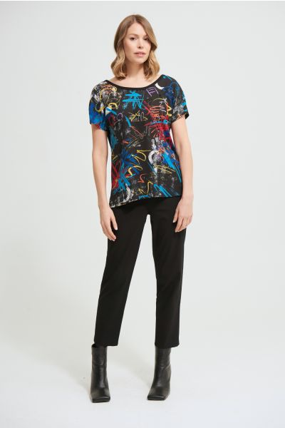 Joseph Ribkoff Black/Multi T-Shirt Style 213461