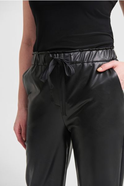 Joseph Ribkoff Black Leatherette Wide Leg Pants Style 213587