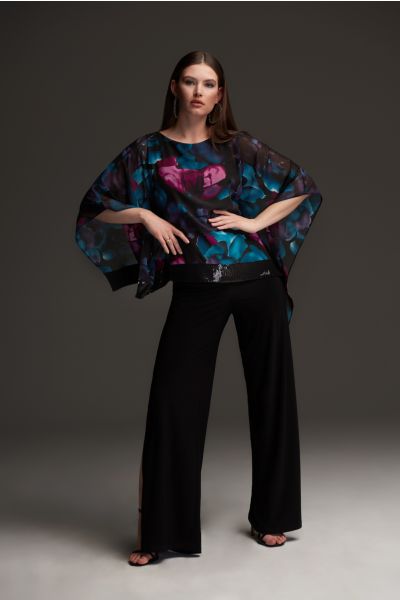Joseph Ribkoff Black/Multi Floral Print Tunic Style 213716