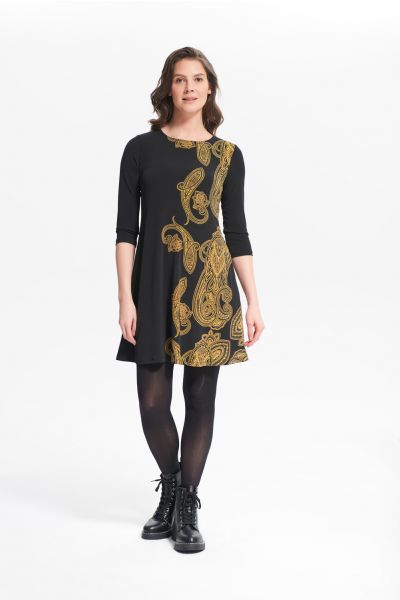 Joseph Ribkoff Black/Gold Dress Style 214148