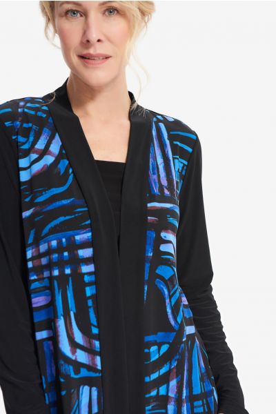 Joseph Ribkoff Black/Blue Abstract Print Sweater Style 214240