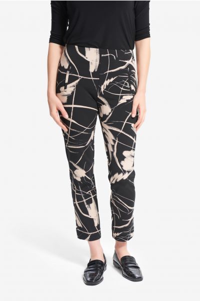 Joseph Ribkoff Black/Sand Cropped Printed Pants  Style 214278