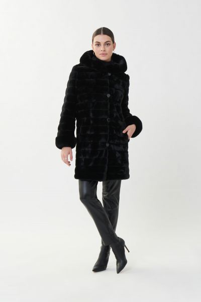 Joseph Ribkoff Faux Fur Black Coat Style 214913-main