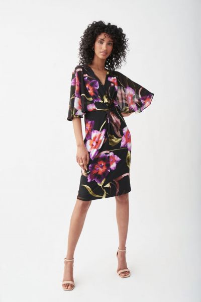 Joseph Ribkoff Black/Multi Floral Print Dress Style 221067