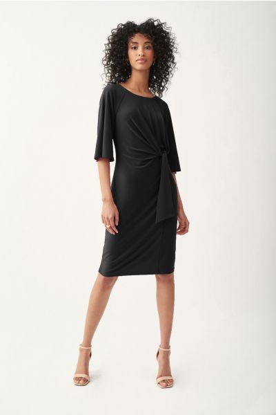Joseph Ribkoff Black Draped Front Dress Style 221103