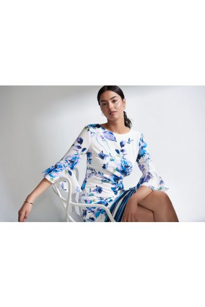Joseph Ribkoff Vanilla/Multi Floral Dress Style 221161 - Main Image