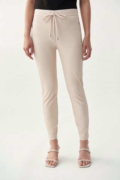 Joseph Ribkoff Sand Sweatpants With Silver Zippers Style 221163 - Main Image