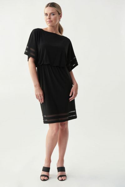 Joseph Ribkoff Black Sheer Sleeved Dress Style 221183 - Main Image
