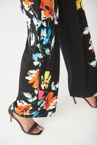 Joseph Ribkoff Black/Multi Floral Wide Leg Pants Style 221320 - Main Image