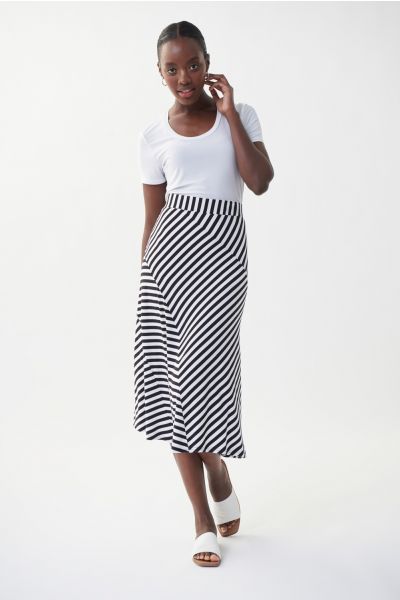 Joseph Ribkoff Black/White Stripped Skirt Style 222061