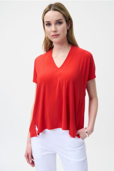 Joseph Ribkoff Lacquer Red Loose Fit Top Style 222077