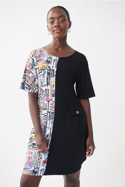 Joseph Ribkoff Black/Multi Urban Print Dress Style 222090-main