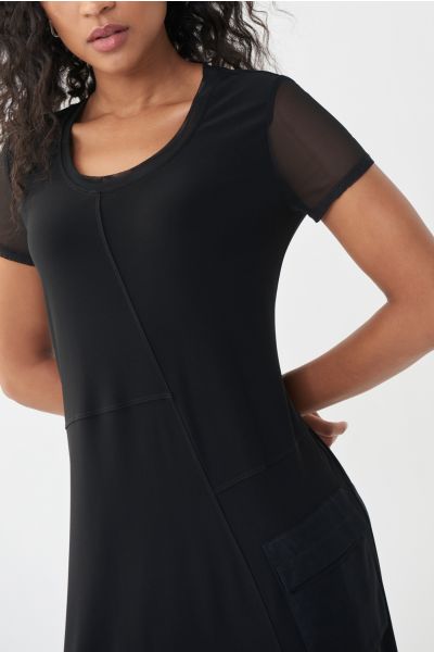 Joseph Ribkoff Black Mesh Sleeve Dress Style 222167-main
