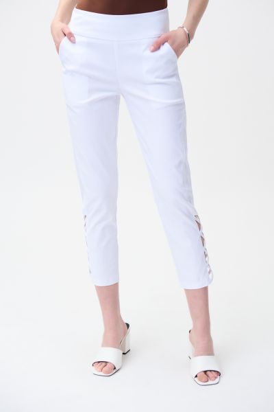 Joseph Ribkoff White Crosshatch Pants Style 222220