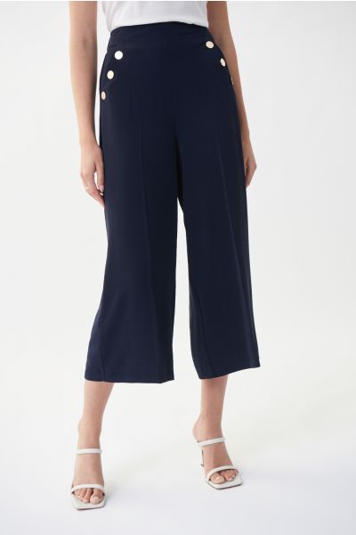 Joseph Ribkoff Midnight Blue Button Detail Pants Style 222227-main