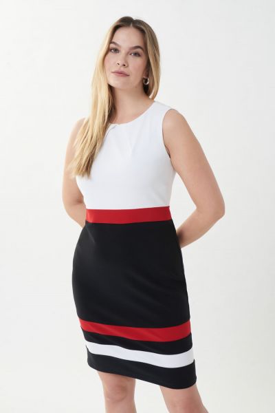 Joseph Ribkoff Black/White/Red Sleeveless Dress Style 223060