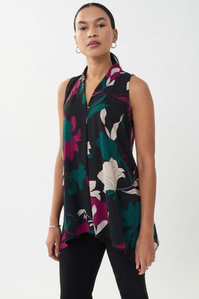 Joseph Ribkoff Black/Multi Floral Sleeveless Top Style 223108