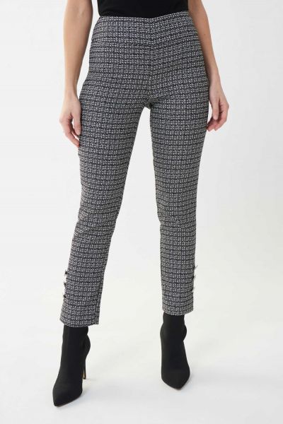 Joseph Ribkoff Black/White/Silver Checkered Pants Style 223219