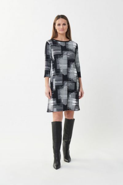 Joseph Ribkoff Black/White Checkered Print Dress Style 223259-main