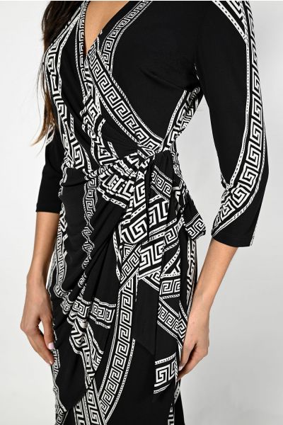 Frank Lyman Black/Vanilla Knit Wrap Dress Style 223270