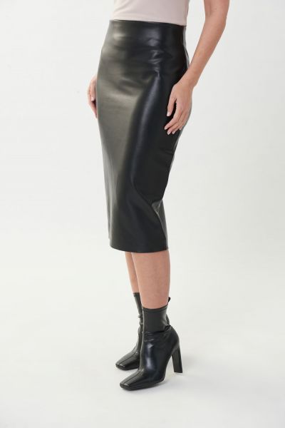 Joseph Ribkoff Black Faux Leather Pencil Skirt Style 223310-main