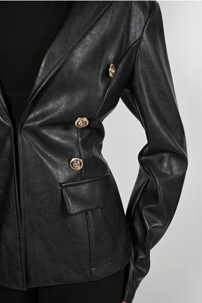 Frank Lyman Black Leatherette Jacket Style 223397