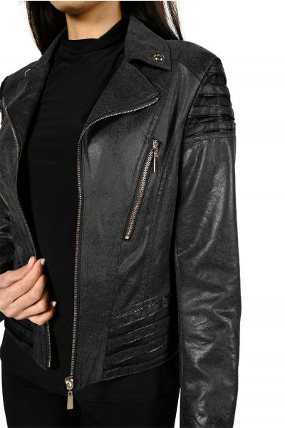 Frank Lyman Black Leatherette Jacket Style 223405U