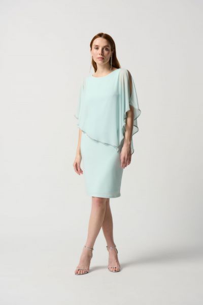Joseph Ribkoff Opal Chiffon And Silky Knit Sheath Dress Style 223762