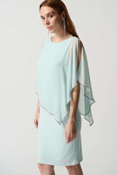 Joseph Ribkoff Opal Chiffon And Silky Knit Sheath Dress Style 223762