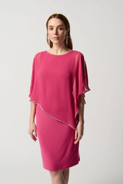 Joseph Ribkoff Hibiscus Chiffon And Silky Knit Sheath Dress Style 223762