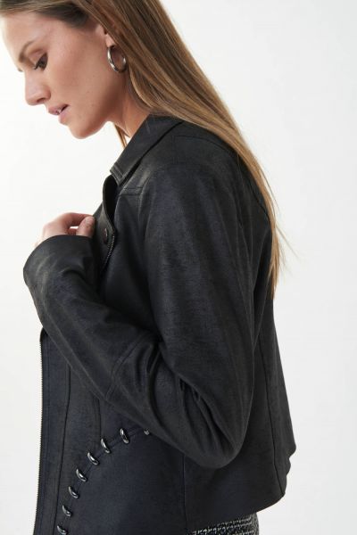 Joseph Ribkoff Black Leatherette Jacket Style 223914