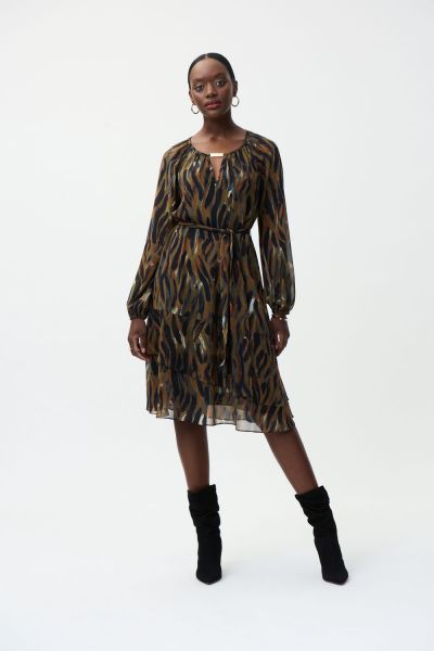 Joseph Ribkoff Black/Multi Chiffon Dress Style 224054