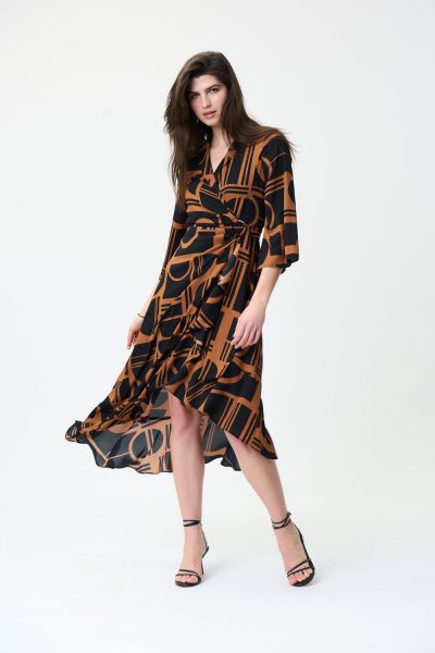 Joseph Ribkoff Maple/Black Wrap Dress Style 224086