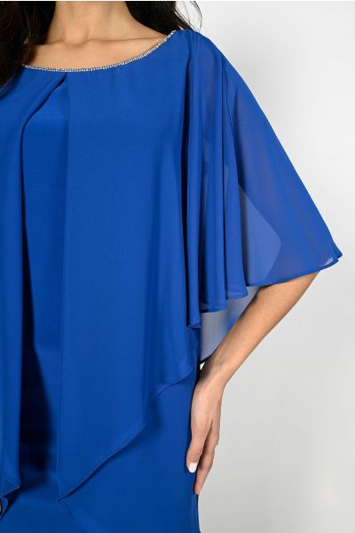 Frank Lyman Blue Dress with Chiffon Overlay Style 229126