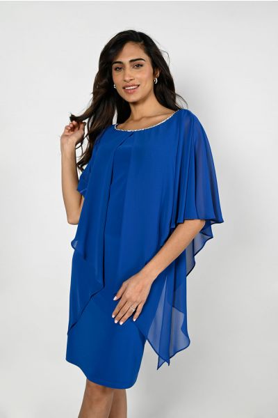 Frank Lyman Blue Dress with Chiffon Overlay Style 229126