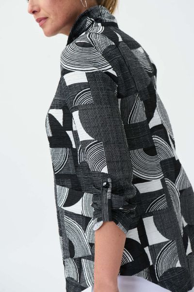 Joseph Ribkoff Vanilla/Black Geometric Print Jacket Style 231017